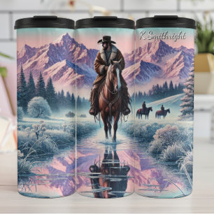 Bouteilles Isothermes Cow-boy d'hiver Cheval Montagne Reflet