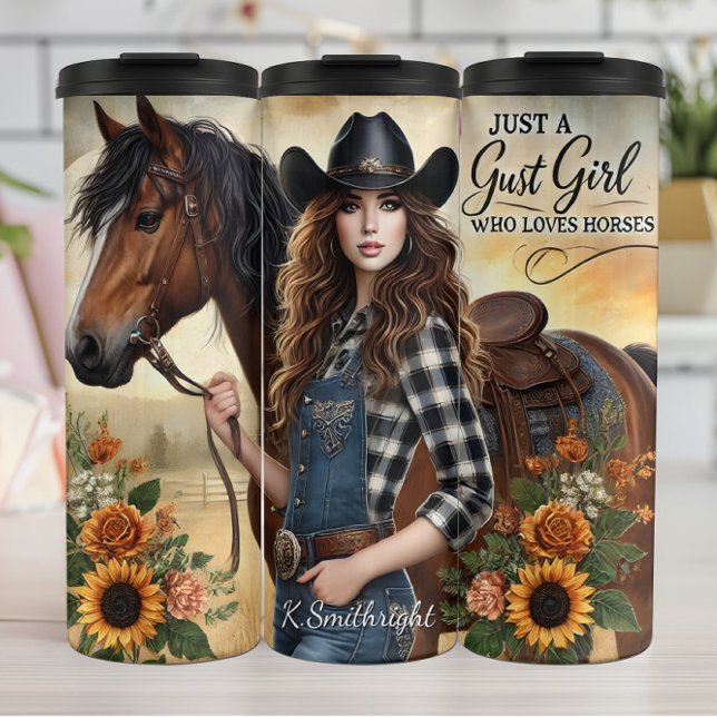 Bouteilles Isothermes Cowgirl Horse Sunflowers Rustic Charm (Créateur téléchargé)