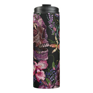 Bouteilles Isothermes Crâne brodé : Motif gothique de l'orchidée