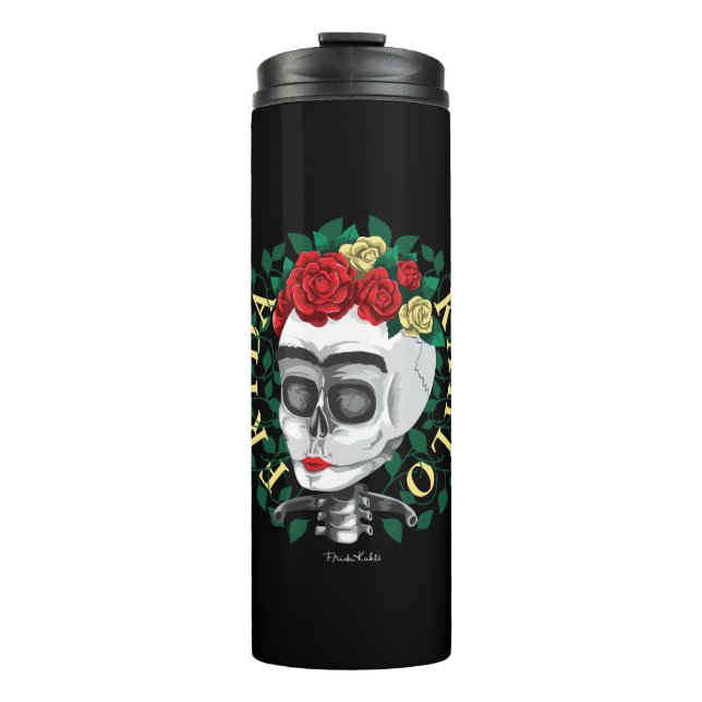 Bouteilles Isothermes Crâne de Frida Kahlo | avec la couronne rose (Devant)