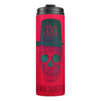 Crâne de Noël avec chapeau rouge vert Halloween
