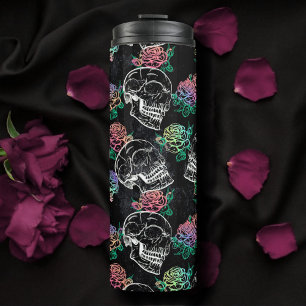 Bouteilles Isothermes Crânes et Roses Ombre   Gothique Glam Pastel Grung