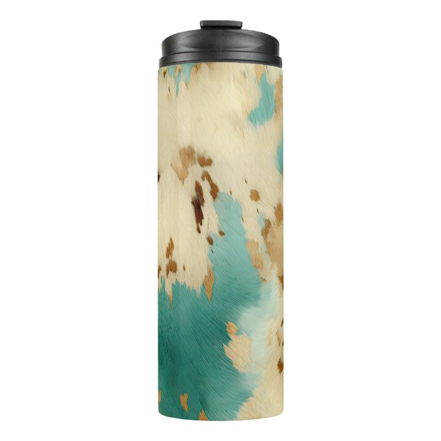 Bouteilles Isothermes Cream Gold Turquoise Cowhide Animal (Devant)