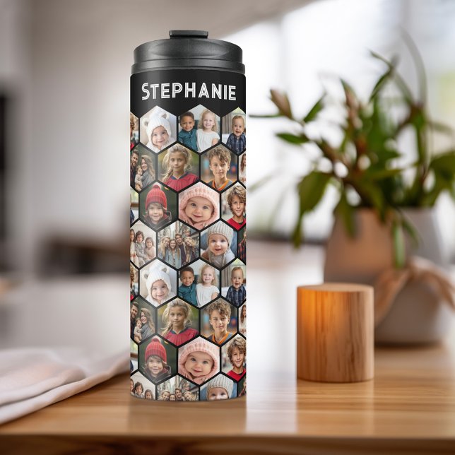 Bouteilles Isothermes Créer un collage photo personnalisé avec 12 photos (Personalized Thermal Tumbler - Add Photos, Text - Customize Completely in the Advanced Design Area)
