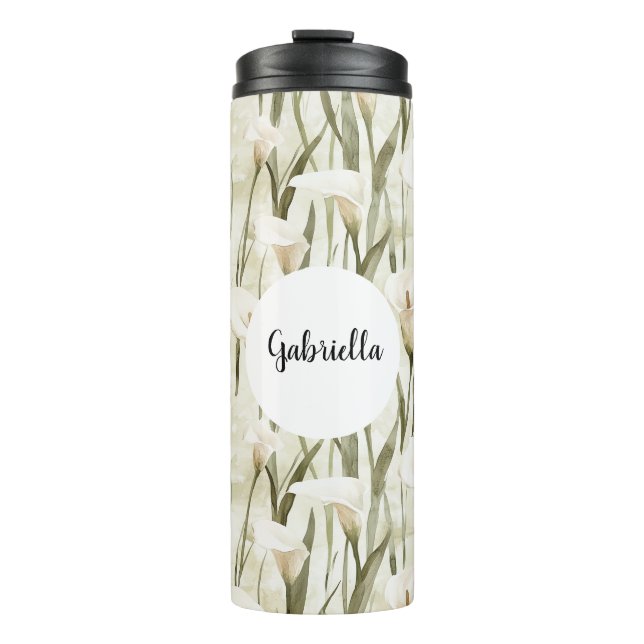 Bouteilles Isothermes Crème Blanc Calla Lily Floral (Devant)