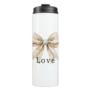 Bouteilles Isothermes Crème chic blanc argent glam Bow Love