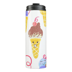 Bouteilles Isothermes Crèmes glacées Kawaii, motif mignon et sans soudur