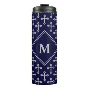 Bouteilles Isothermes CROIX Stylé Monogramme gris bleu