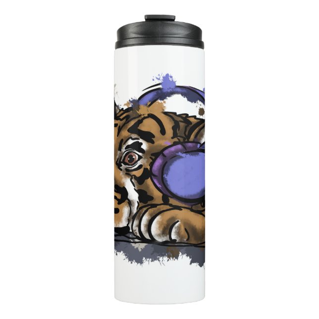 Bouteilles Isothermes Cube tigre avec casque (Devant)