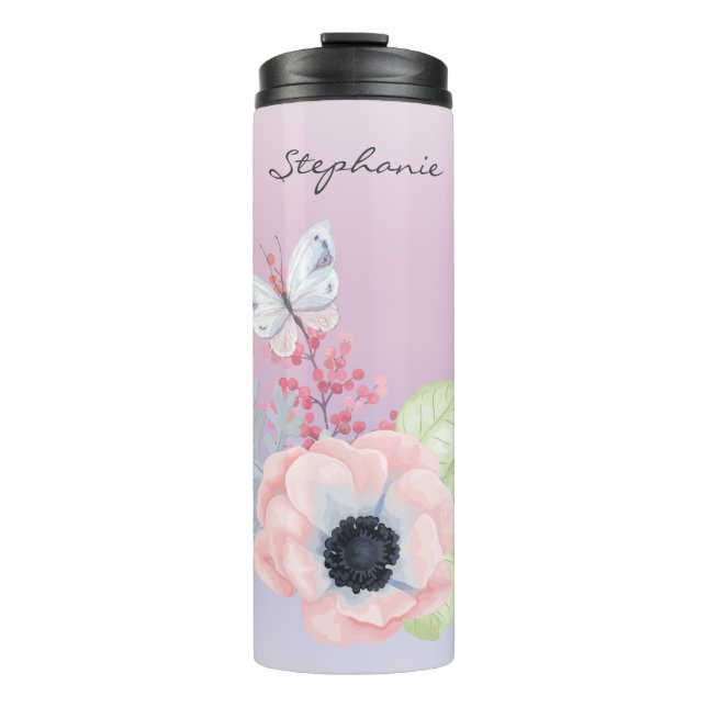 Bouteilles Isothermes Culbuteur assez rose de courant ascendant de fleur (Devant)