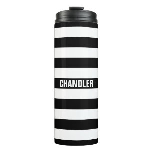 Bouteilles Isothermes Culbuteur rayé noir et blanc personnalisé