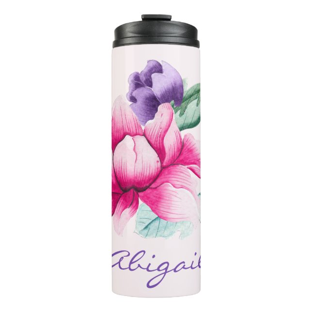 Bouteilles Isothermes Culbuteur thermique floral rose chic de Boho (Devant)