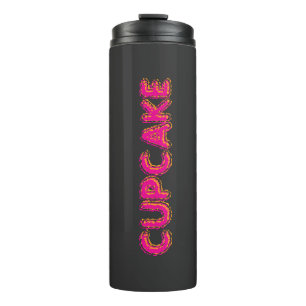 Bouteilles Isothermes Cupcake Rose Texte Personnalisé Noir 