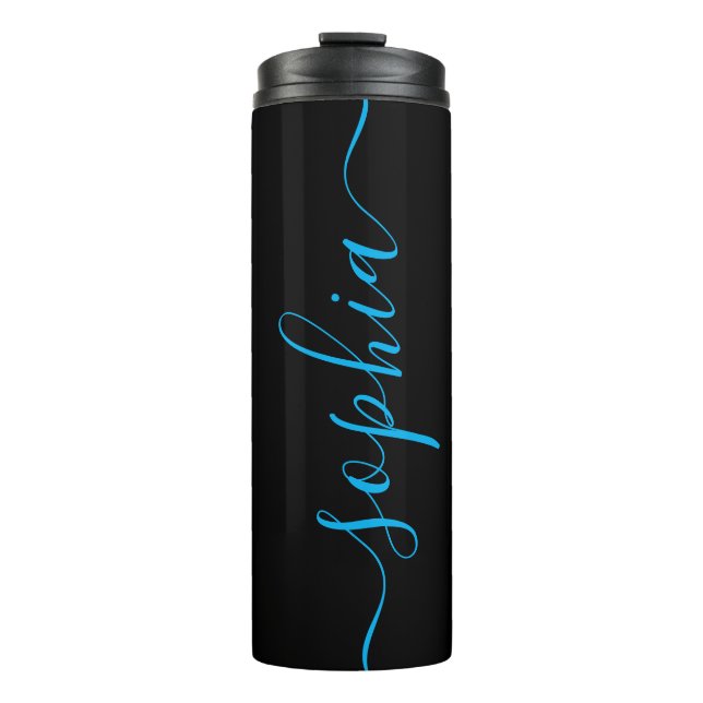 Bouteilles Isothermes Custom Blue Script Name Black Thermal Tumbler (Devant)