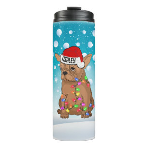 Bouteilles Isothermes Custom Christmas Boston terrier Head Santa Hat The