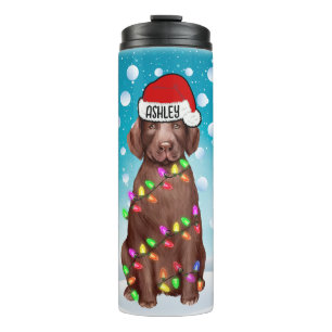Bouteilles Isothermes Custom Christmas Labrador Retriever Head Santa Hat