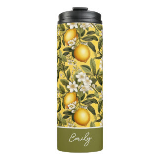Bouteilles Isothermes Custom Lemon Pattern Water Bottle with Name