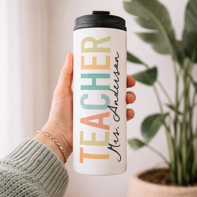 Bouteilles Isothermes Custom Name Teacher Travel Mug Gift for Teachers (Personalized Teacher Cup Appreciation Graduation Gift, Teacher Gift Personalized Thermal Travel Mug)
