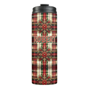 Bouteilles Isothermes Customisé Red Green Gold Festive Plaid