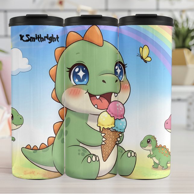 Bouteilles Isothermes  Cute Baby Dinosaur Ice Cream (Créateur téléchargé)