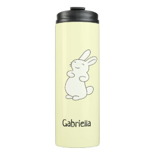 Bouteilles Isothermes Cute blanc lapin nom personnalisé jaune