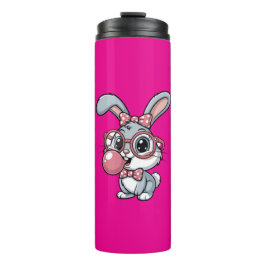 Bouteilles Isothermes Cute Bunny with Glasses Blowing Bubble Gum