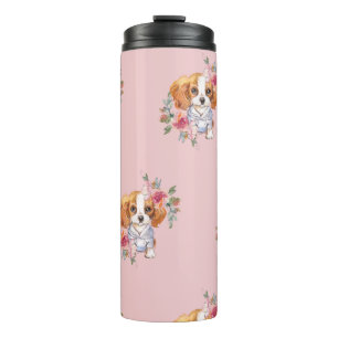 Bouteilles Isothermes Cute Cavalier King Charles Spaniel Chien et Fleurs