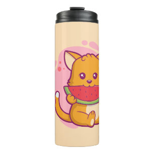 Bouteilles Isothermes Cute Chat Manger Watermelon Kawaii
