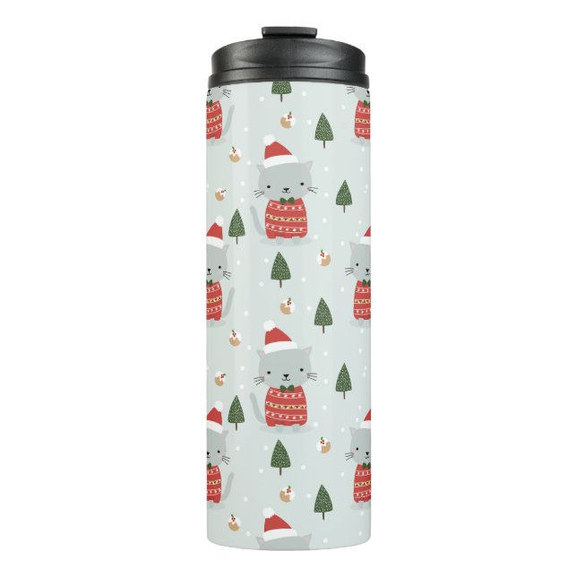 Bouteilles Isothermes Cute Christmas Cat Pattern – Festive Holiday  (Devant)
