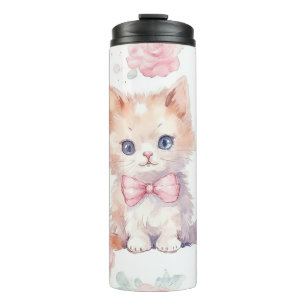 Bouteilles Isothermes Cute Fluffy Kittens avec Roses roses roses