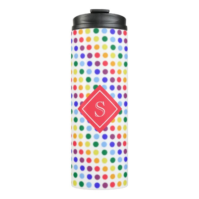 Bouteilles Isothermes Cute Girly Rainbow Pois personnalisés (Devant)
