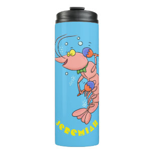 Bouteilles Isothermes Cute happy shrimp, dessin animé de crevettes