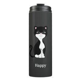 Bouteilles Isothermes Cute Happy Tuxedo Chat sur Presque Noir