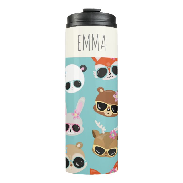 Bouteilles Isothermes Cute Kawaii Animaux Lunettes de soleil Bleu Person (Devant)