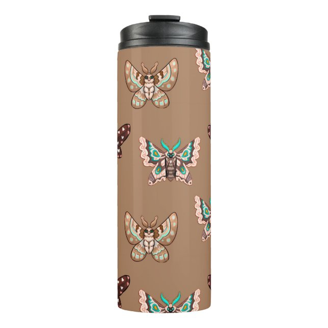 Bouteilles Isothermes Cute Kawaii Chibi Moths on Coffee Tan (Devant)