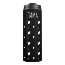 Cute Motif de Coeur Scandinave Noir Personnalisé