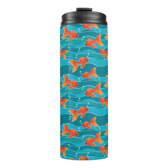 Bouteilles Isothermes Cute Motif de natation Goldfish & Water (Devant)