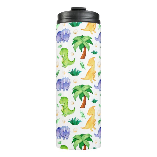 Bouteilles Isothermes Cute Neon Aquarelle Dinosaur Motif (Devant)