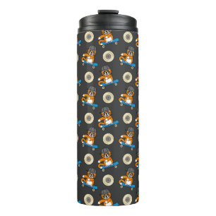 Bouteilles Isothermes Cute Orange Chat sur Skateboard Cartoon