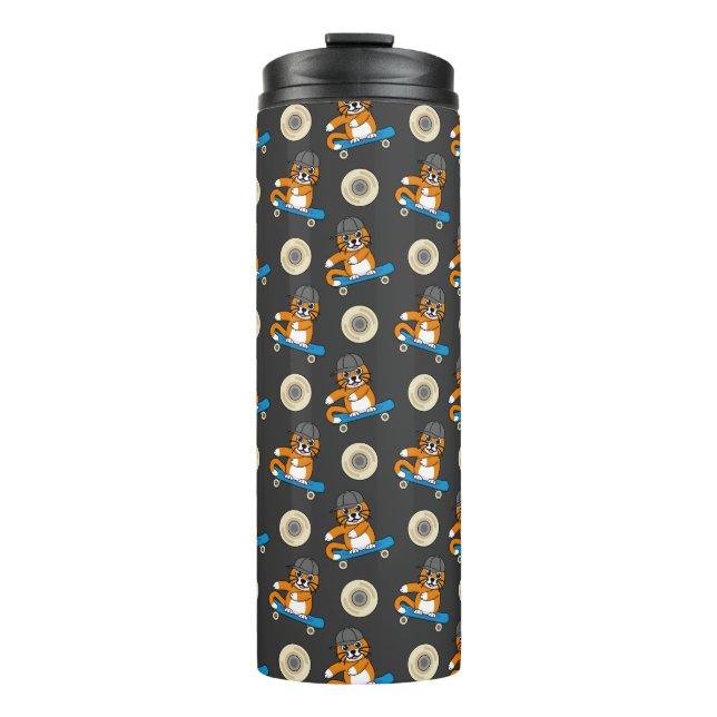 Bouteilles Isothermes Cute Orange Chat sur Skateboard Cartoon (Devant)