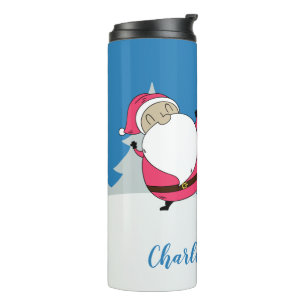 Bouteilles Isothermes Cute Père Noël & Reindeer nom personnalisé tumbler