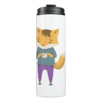 Cute renard avec tasse de thé