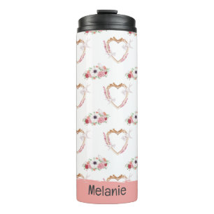 Bouteilles Isothermes Cute rose blanc Motif de coeur floral