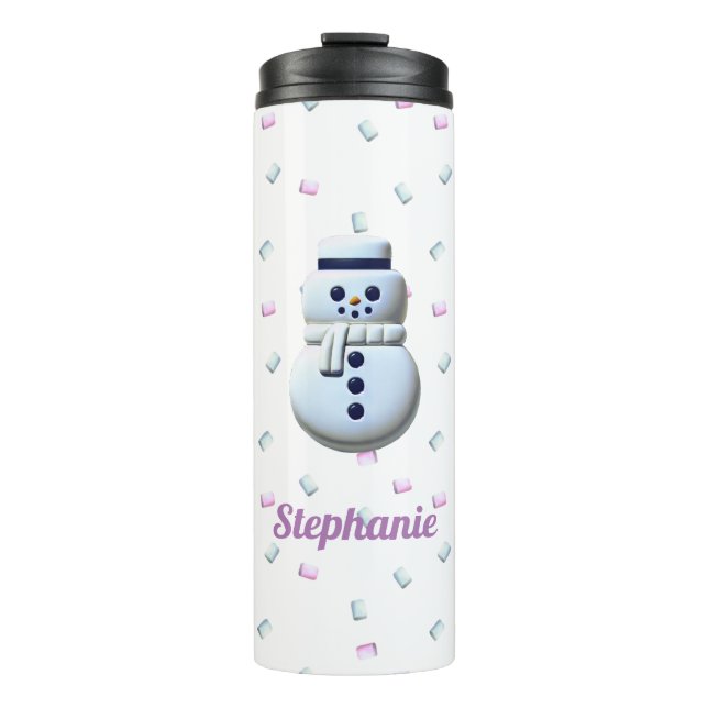Bouteilles Isothermes Cute Snowman Marshmallow Personnalisé (Devant)