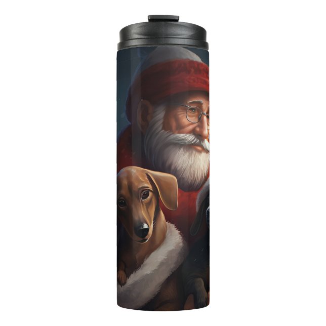 Bouteilles Isothermes Dachshund Avec Noël Festif Du Père Noël (Devant)