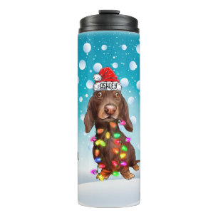 Bouteilles Isothermes Dachshund Head Santa Hat