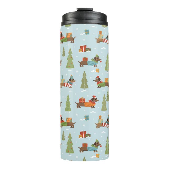 Bouteilles Isothermes Dachshunds festifs dans le Motif de neige (Devant)