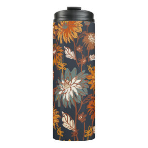 Bouteilles Isothermes Dahlia et chrysanthèmes audacieux sans couture mo
