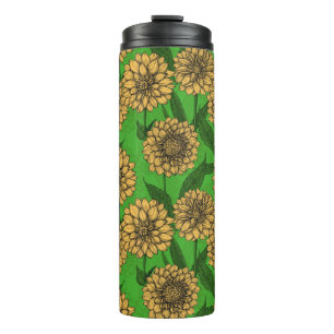 Bouteilles Isothermes Dahlias en jaune et vert