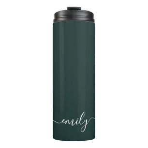 Bouteilles Isothermes Dark Green Modern Script Nom du monogramme